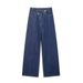 Black Women's High Quality Straight Leg Jeans mid Waist Slimming Floor Length Wide Leg Pants for Autumn Winter_mkmklike.com