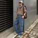 American Style Workwear Jeans For Men Washed Vintage Loose Straight Pants Trendy Brand Ins Wide Leg Long Trousers_mkmklike.com