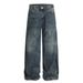 Washed Vintage Jeans American Street Style Loose Casual Straight Long Pants Men's Wide-Leg Trousers_mkmklike.com