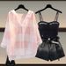 Women's Clothing Summer Outfit Complete Set New Style Sun Protection Shirt Large Size Slim Suspenders Denim Shorts Three Piece Set_mkmklike.com