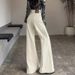 off White Wide Leg Flared Jeans Loose Fit plus Size Pear Shaped Comfortable Not Clingy Women's Denim Pants_mkmklike.com