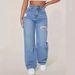 Cross-Border Foreign Trade Independent Station European And American Women's Washed Ripped Jeans_mkmklike.com