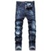 DSQ New European And American Style Punk Embroidered Frayed Painted Stretch Skinny Men's Jeans Trendy D4014_mkmklike.com