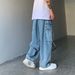 Men's Clothing Retro Drape Loose Wide Leg Casual Big Pocket Workwear Denim Washed Dad Pants For Men And Women_mkmklike.com