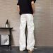 American Style Tie-Dye Multi-Pocket Jeans Men High Street Dirty Fit Slightly Flared Casual Straight Leg Cargo Pants_mkmklike.com