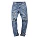 Pulse European And American Trendy Jeans New Elastic Slim Fit With Slit Cuffs Chain Ripped Men's Denim Pencil Pants_mkmklike.com