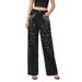 New Style High-Waisted Wide-Leg Jeans Rhinestone Decorated Casual Versatile Women's Clothing_mkmklike.com