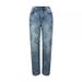 Women's Clothing Washed Denim Cross Hip Hop Straight Trousers_mkmklike.com