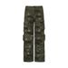 Military Green Camo Cargo Pants For Men - Streetwear Tactical Work Pants With Multi-Pockets & Straight Leg Design_mkmklike.com