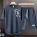 Men's Clothing 2024 Waffle Casual Summer Suit Men's Loose Teen Short sleeved T shirt Shorts Handsome Two piece Suit_mkmklike.com