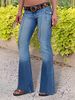 Flare Jeans Pants Women Vintage Denim Jeans Ladies Sexy High Waist Fashion Stretch Pocket Trousers Wide Leg Jeans_mkmklike.com