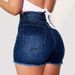 Women's Clothing Elastic Slim Ripped Tassel Denim Shorts Women_mkmklike.com