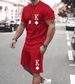 Men's printed casual short-sleeved two-piece suit_mkmklike.com