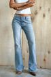 Women's High Waist Flared Jeans - Stretchy Denim Pants For Summer, Classic Blue Wash, Comfortable & Stylish For Work & Casual Wear_mkmklike.com