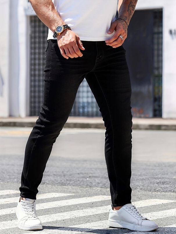 Men's Slim Fit Elastic Jeans European American Style New INS Design Standard Thickness Slight Stretch Machine Washable_mkmklike.com