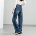 Xinge Niche Design Straight-Leg Jeans For Women, New Spring Collection, Patchwork Shadow Slimming High-Waisted Washed_mkmklike.com