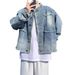 American Retro Frayed Denim Men's Brand Short Coat Spring Autumn Design Sense Cool Casual Jacket Trendy_mkmklike.com