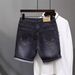 Men's Clothing Denim Shorts Scraped Slim Fitting Pants Trendy High Street Five Point Pants_mkmklike.com