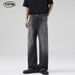 LKTM Men's Black Splatter Design Flared Jeans AC Style Casual Wide Leg Pants mid Waist Cotton Long Jeans Unisex_mkmklike.com