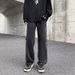 Men's High Street Retro Jeans – Relaxed Straight Leg Pants With Zip Fly & Split Hem For Urban Styling_mkmklike.com
