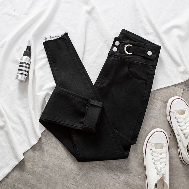 High Waisted Slimming Stretchy Tapered Cropped Pencil Jeans for Women Summer 2021 Fashionable Comfortable Denim Pants_mkmklike.com