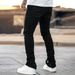 Men's Clothing Slim Fit Stretch Jeans With Ankle Zippers - Trendy Streetwear Denim Pants, Comfortable Cotton Blend, Black (S/M/L/XL/XXL)_mkmklike.com