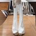 White Flared Jeans Women, 2025 Summer New Style, Suitable For Petite Pear-shaped Figures, Plus Size, Not Tight-fitting,_mkmklike.com