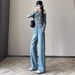 Women's Autumn Loose Fit Slimming Straight High-Waisted Vintage Plus Size Wide-Leg Jeans, Floor-Length Casual Pants That_mkmklike.com