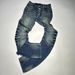 Vintage Washed Blue Cracked Whisker Stacked Fold American Streetwear Unisex Jeans With Curved Blade Design_mkmklike.com