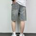 Men's Niche Trousers High-End Denim Shorts Summer Loose Straight Wide Leg Jacquard Fashionable Casual Pants_mkmklike.com