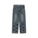 Unisex Retro Star-Print Jeans – Relaxed Straight Fit, High Street Vibe & Couple Styling_mkmklike.com