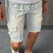 2025 Denim Five Quarter Shorts Summer Patch Torn Holes Men's Jeans Mid Pants Scratched_mkmklike.com