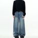Vintage Washed Denim Jeans For Men - Retro With Printed Letters, Loose Fit, Streetwear Casual Pants_mkmklike.com