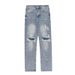 Men's Trendy Slim Fit Straight Leg Ripped And Patched Jeans High Street Style Retro Washed Pants Streetwear_mkmklike.com