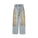 Men's Clothing Colorful Splatter Paint Trousers Vintage Hand-Painted Splatter Wash Jeans - Loose Fit Distressed Denim Pants With Artistic Ink Design_mkmklike.com