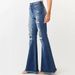 2025 European And American Cross-Border Autumn Winter Women's Ripped Mid-Waist Slim Fit Stretch Retro Flared_mkmklike.com