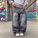 European And American Style Loose Wide-leg Jeans Street Trend Washed Retro Loose Men's Jeans Trendy Wide-leg Pants_mkmklike.com
