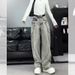 American Style Design Wide Jeans For Men And Women, Smoking Gray High Street Straight Leg Loose Pants_mkmklike.com