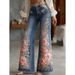 Women's 3D Digital Print Slimming Flared Jeans Fashionable Autumn/Winter New European American Style Independent Website_mkmklike.com