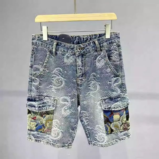 Men's Slim Fit Mid-Length Denim Shorts Trendy Versatile Five Point High End Summer Style_mkmklike.com
