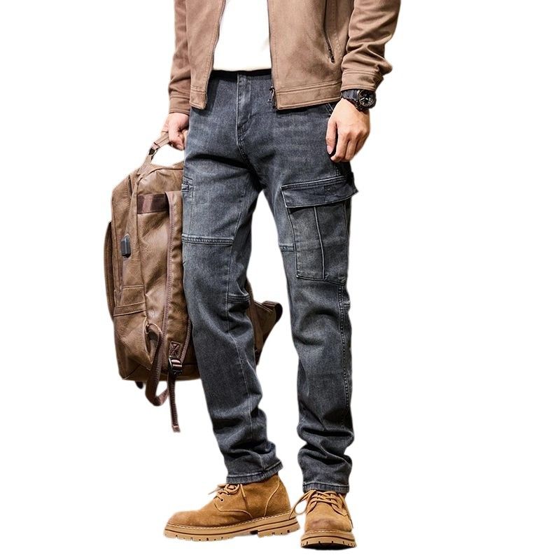 Cross-border Outdoor Tactical Pants Men's Spring And Autumn Splicing Multi-pocket Overalls American Slim-fit And Thin Large-size Jeans_mkmklike.com