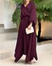 Women's Clothing Loose Large Solid Long Sleeve Top High Waist Half Body Long Dress Set_mkmklike.com