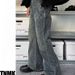 2024 Slim Fit Independent American Style Paris Washed Firecracker Festival Bootcut Micro Flared Jeans Long Pants_mkmklike.com