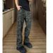 Military Camouflage Cargo Jeans - Men's Tactical Straight Leg Pants With Utility Pockets, Retro Streetwear Style_mkmklike.com