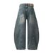 Men's Scimitar Jeans American Washed Vintage Street Style Cool Niche Design Trendy Loose Wide-Leg Pants_mkmklike.com
