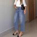 Men's Loose Fit Vintage Washed Jeans - 90s Streetwear Denim Pants With Relaxed Straight Leg, Retro Blue Cotton For Urban Fashion_mkmklike.com