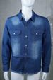 Men's Long Sleeved Denim Shirt Cardigan Turn Down Collar Snap Buttons Frayed Edges European American Style Fashion_mkmklike.com