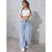 High-Waisted Wide-Leg Retro Style Draped Jeans Loose Straight Leg Trousers Women's Clothing Denim_mkmklike.com