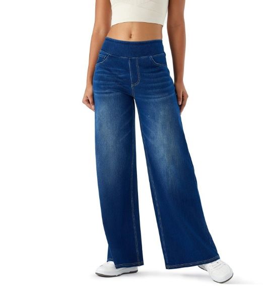 Women's High-Waisted Stretch Jeans Straight Leg Wide Leg Relaxed Everyday Wear Versatile Comfortable Feshion Trend_mkmklike.com