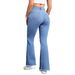 Bell-bottom Jeans Trimmed Fashion Casual Heart-shaped Original Hole Bell-bottom Pants Stretch Women's Clothing Light Blue_mkmklike.com